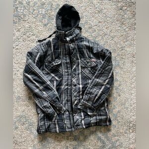 Men’s Dickies Black and Gray Plaid Jacket with hood